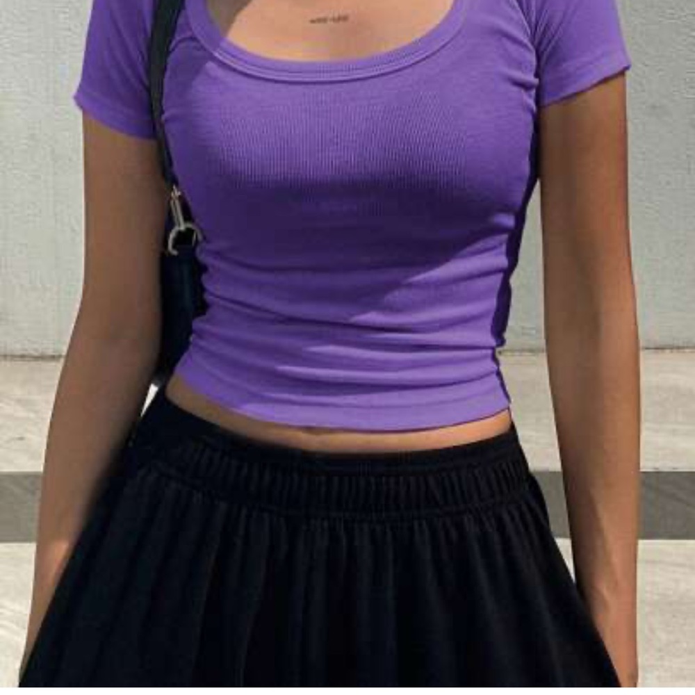 Purple Ribbed Women's Top